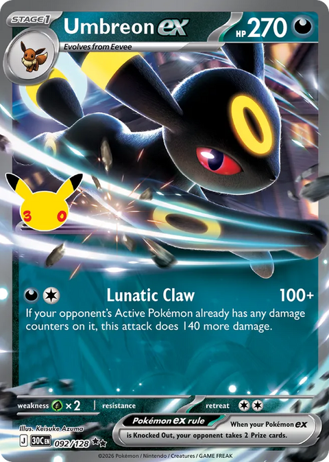 Umbreon ex - 30th Celebration - 092/128 - Holofoil