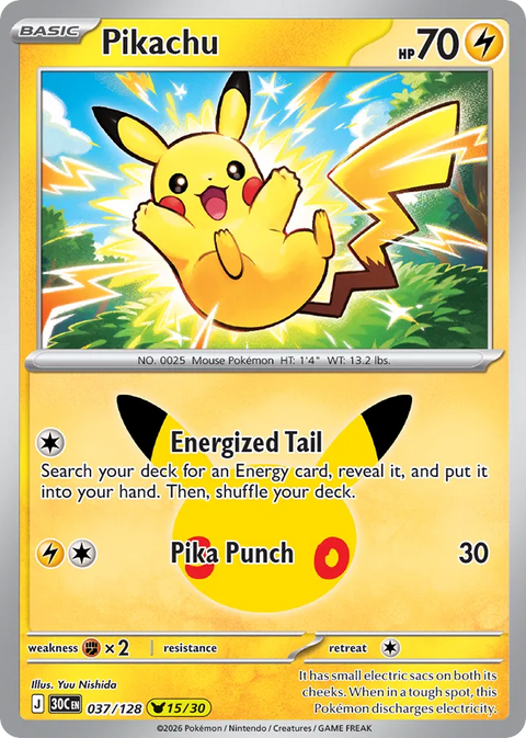 Pikachu - 30th Celebration - 037/128 - Holofoil