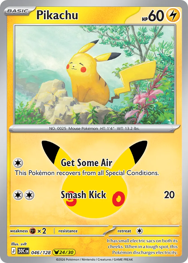 Pikachu - 30th Celebration - 046/128 - Holofoil