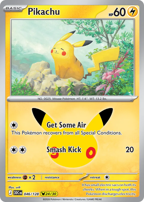 Pikachu - 30th Celebration - 046/128 - Holofoil