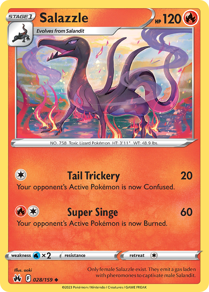 Salazzle - Crown Zenith - 028/159 - Reverse Holofoil