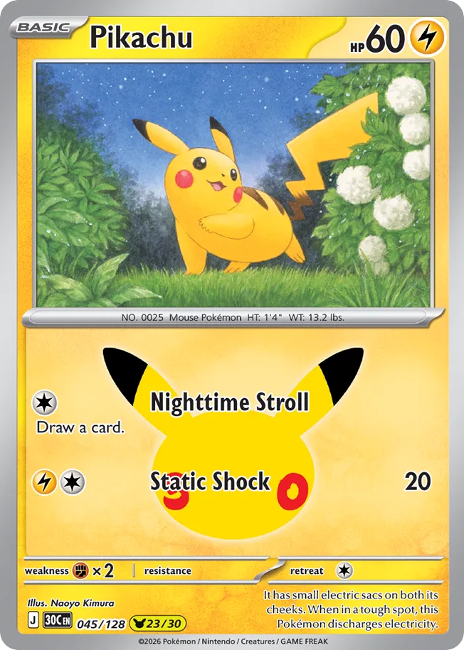 Pikachu - 30th Celebration - 045/128 - Holofoil