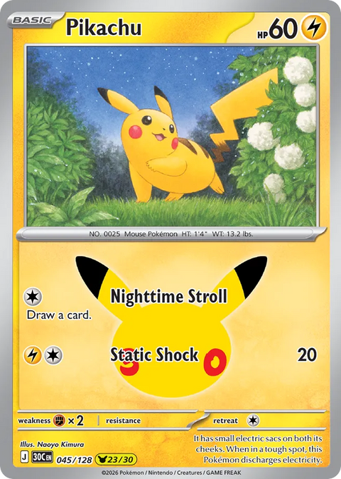 Pikachu - 30th Celebration - 045/128 - Holofoil