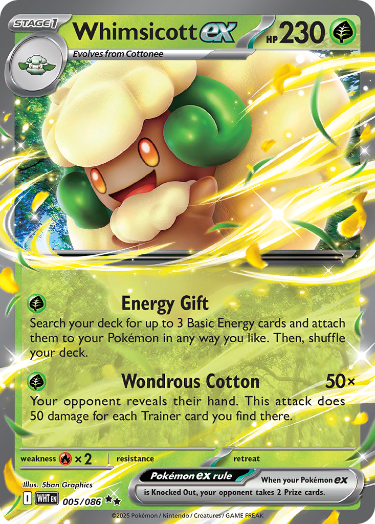 Whimsicott ex - White Flare - 005/086 - Holofoil
