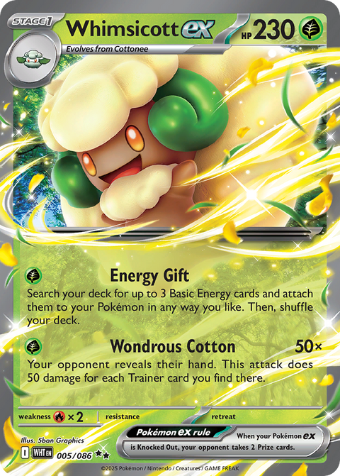 Whimsicott ex - White Flare - 005/086 - Holofoil