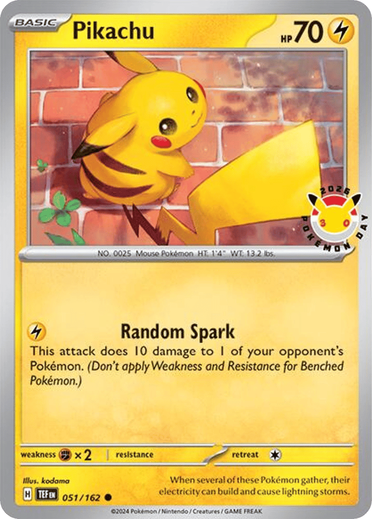 Pikachu - Temporal Forces - 051/162 - Pokemon Day Stamp