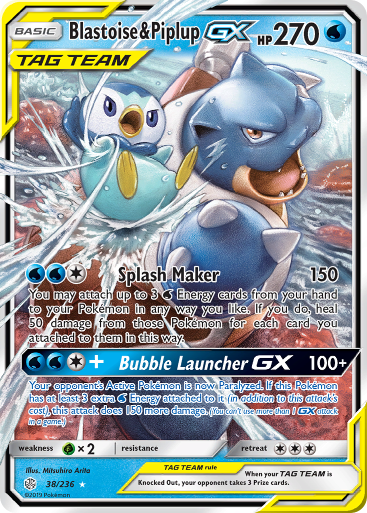 Blastoise & Piplup-GX - Cosmic Eclipse - 38/236 - Holofoil