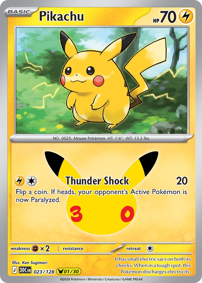 Pikachu - 30th Celebration - 023/128 - Holofoil