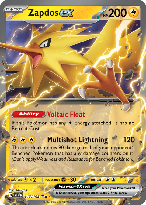 Zapdos ex - 151 - 145/165 - Holofoil