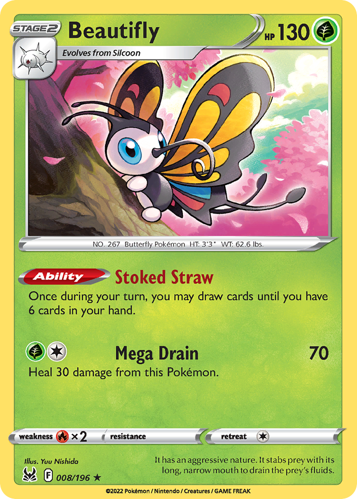 Beautifly - Lost Origin - 008/196 - Reverse Holofoil