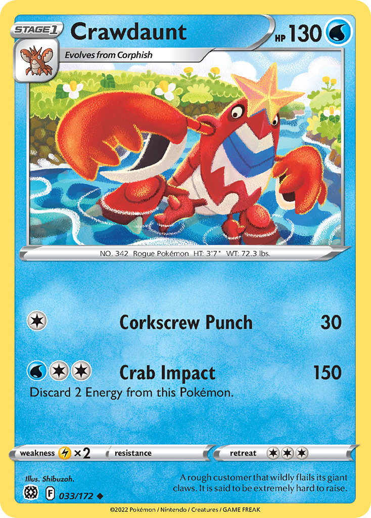 Crawdaunt - Brilliant Stars - 033/172 - Reverse Holofoil