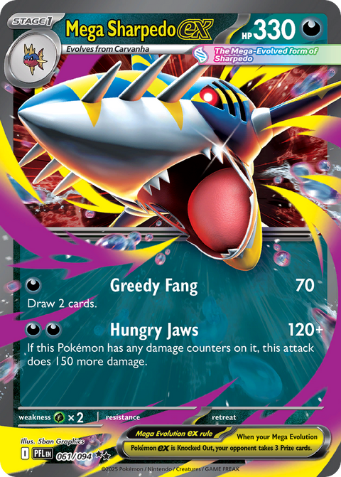 Mega Sharpedo ex - Phantasmal Flames - 061/094 - Holofoil
