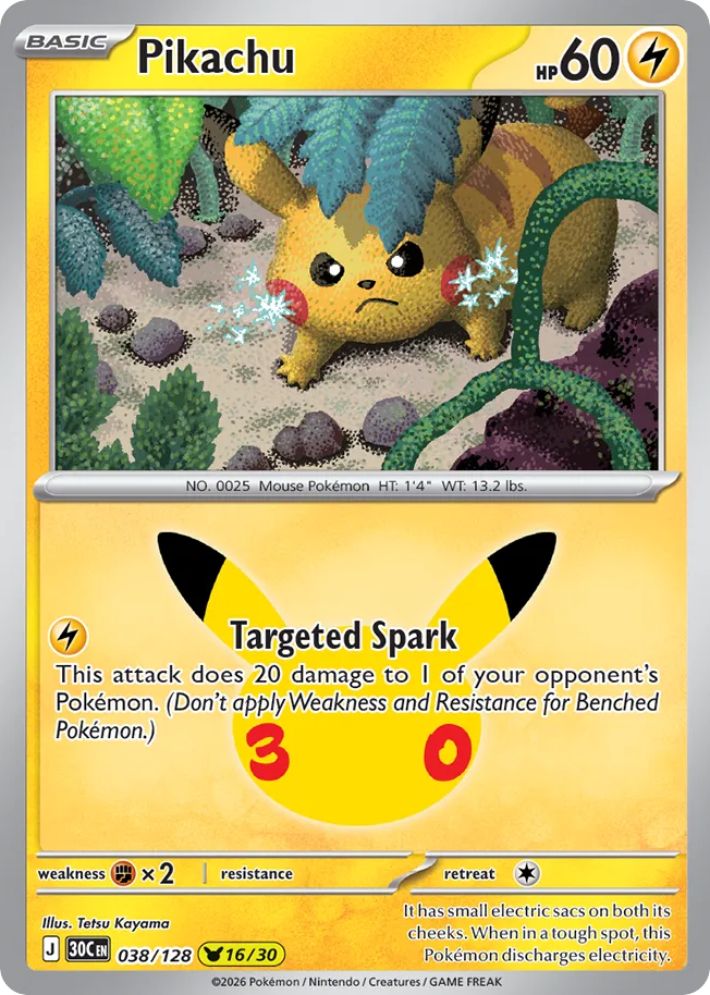 Pikachu - 30th Celebration - 038/128 - Holofoil