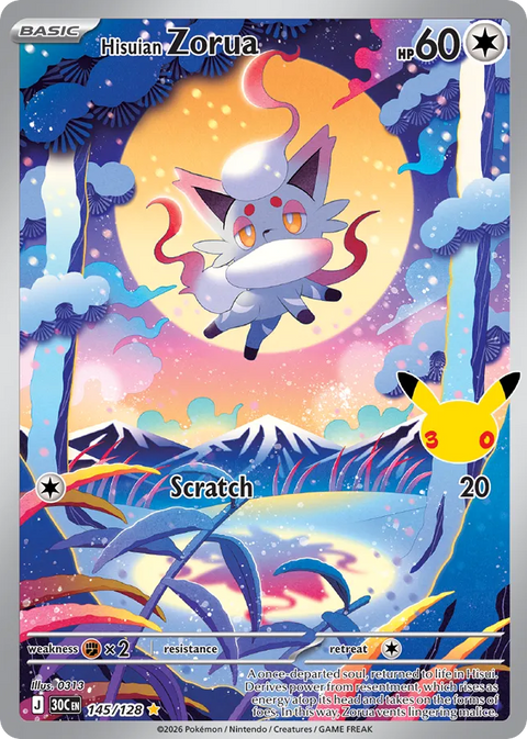 Hisuian Zorua - 30th Celebration - 145/128 - Holofoil