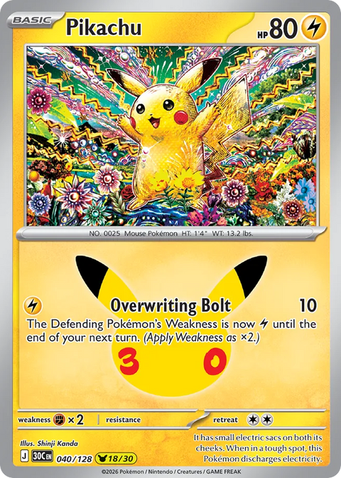 Pikachu - 30th Celebration - 040/128 - Holofoil