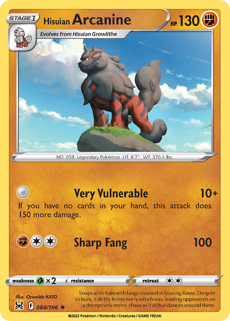 Hisuian Arcanine - Lost Origin - 084/196 - Reverse Holofoil