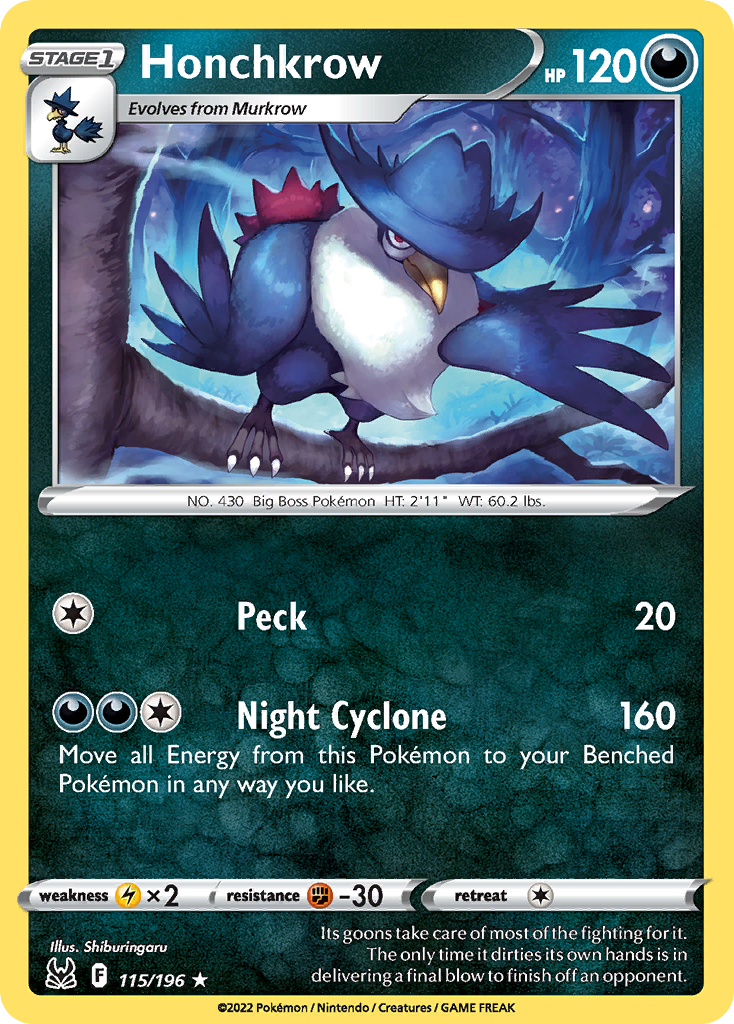 Honchkrow - Lost Origin - 115/196 - Reverse Holofoil