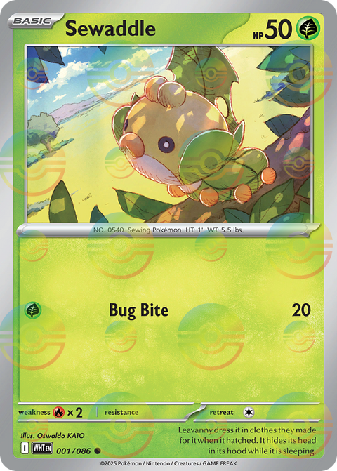 Sewaddle - White Flare - 001/086 - Poke Ball Reverse Holofoil