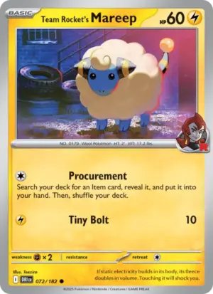 Team Rocket's Mareep – Destined Rivals – 072/182 - Reverse Holo